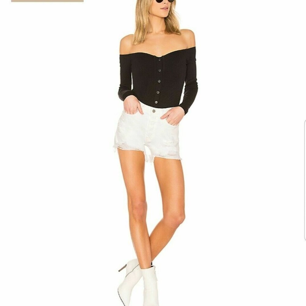 Grlfrnd Helena Short In Pierre, White Denim 25